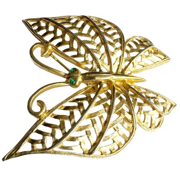 Gold Filagree Butterfly Brooch - Picture 7 of 13